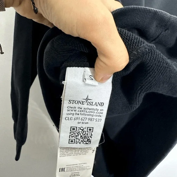 STONE ISLAND Cotton Logo Hoodie Mens S Black logo buttons - Picture 6 of 8